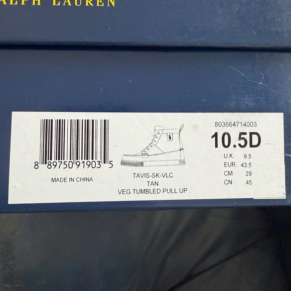 Polo Ralph Lauren Travis Leather High Top Sneakers Brown Size 10.5D New - Picture 5 of 7